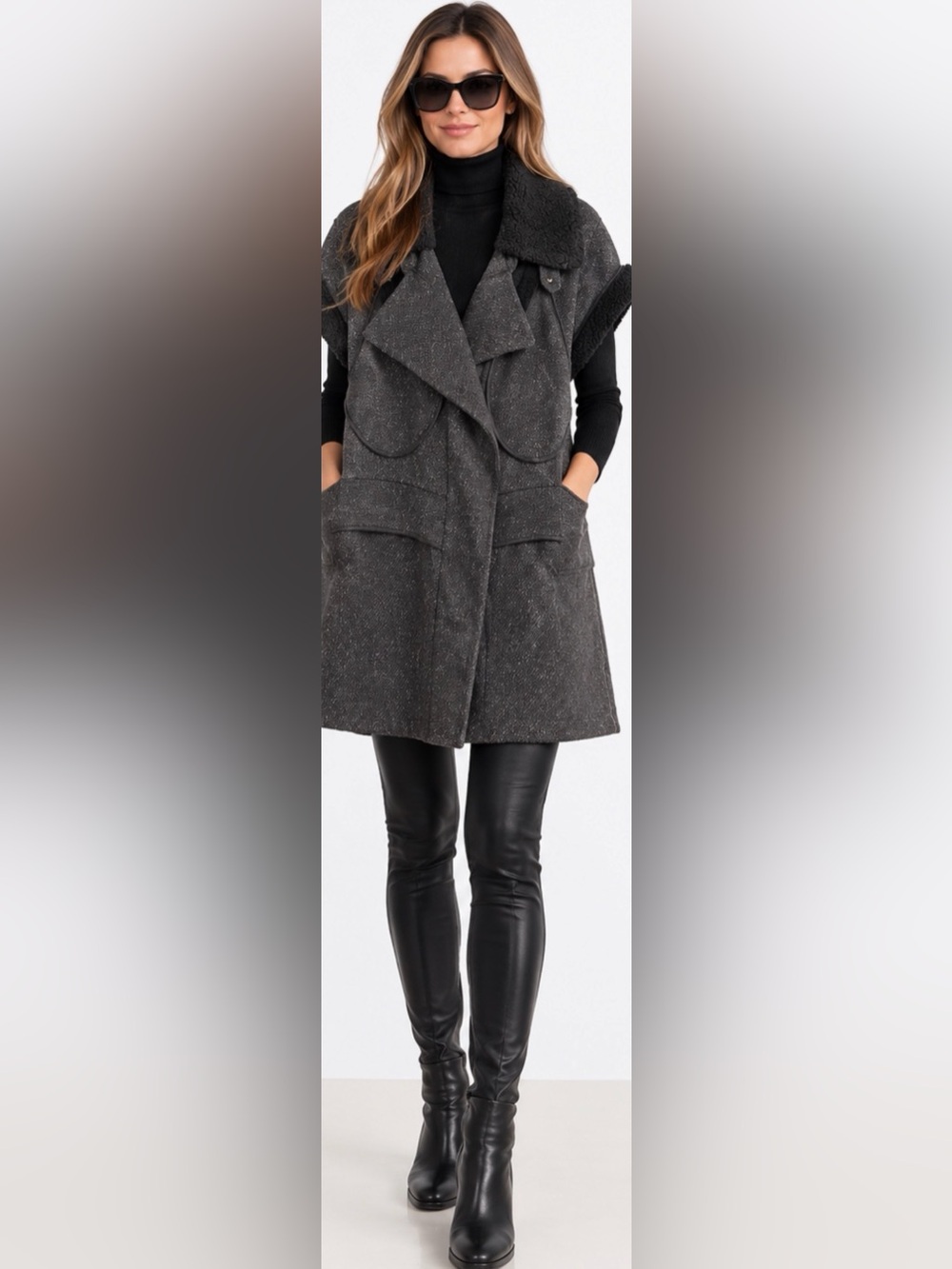 MARNI Winter Edition 2010 Wool Lamb Leather Oversized Long Vest Coat - Picture 3 of 11